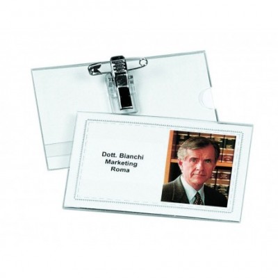 Portabadge in Pvc Lebez con spilla e clip in metallo