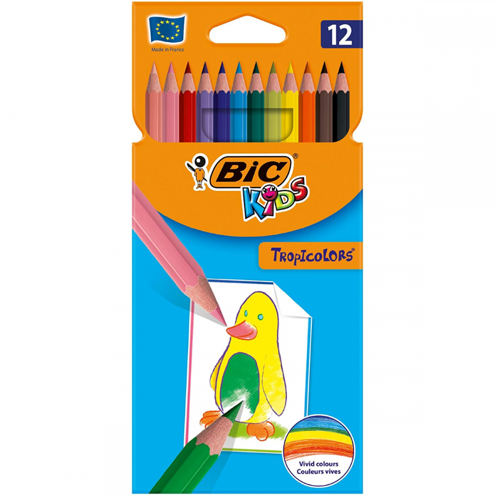Matite Colorate Bic Kids Tropicolors Confezione da 12 Colori