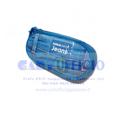 Astuccio Scuola Ovale 1 Zip Tinta Unita Jeans - Pool Over...