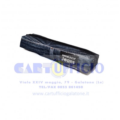 Astuccio Scuola Mini Rettangolare Tinta Unita Jeans -...
