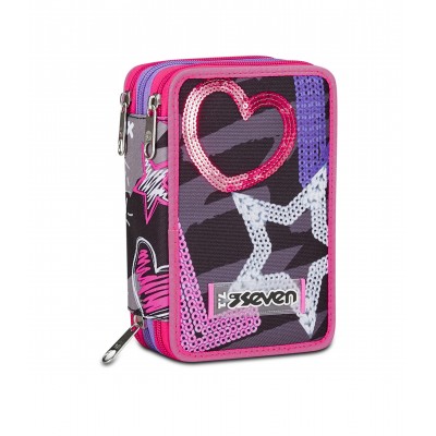 Astuccio Scuola Attrezzato 3 Zip Seven® - Draft Heart