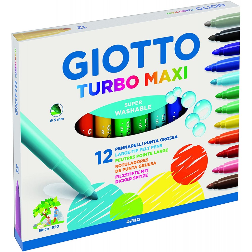 Pennarelli Punta Grossa Giotto Turbo Maxi Super Washable Confezione da 12 e  24 pezzi