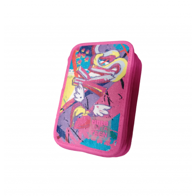 Astuccio Scuola Attrezzato 3 Zip Tinta Unita Teen - Kiss