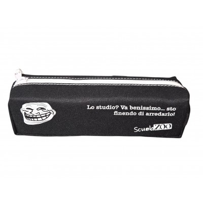 Astuccio Bauletto 1 Cerniera Bianco/Nero Trollface SCUOLA...