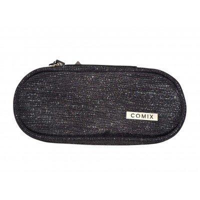 Astuccio Ovale Organizzato 1 Cerniera Lurex Nero COMIX
