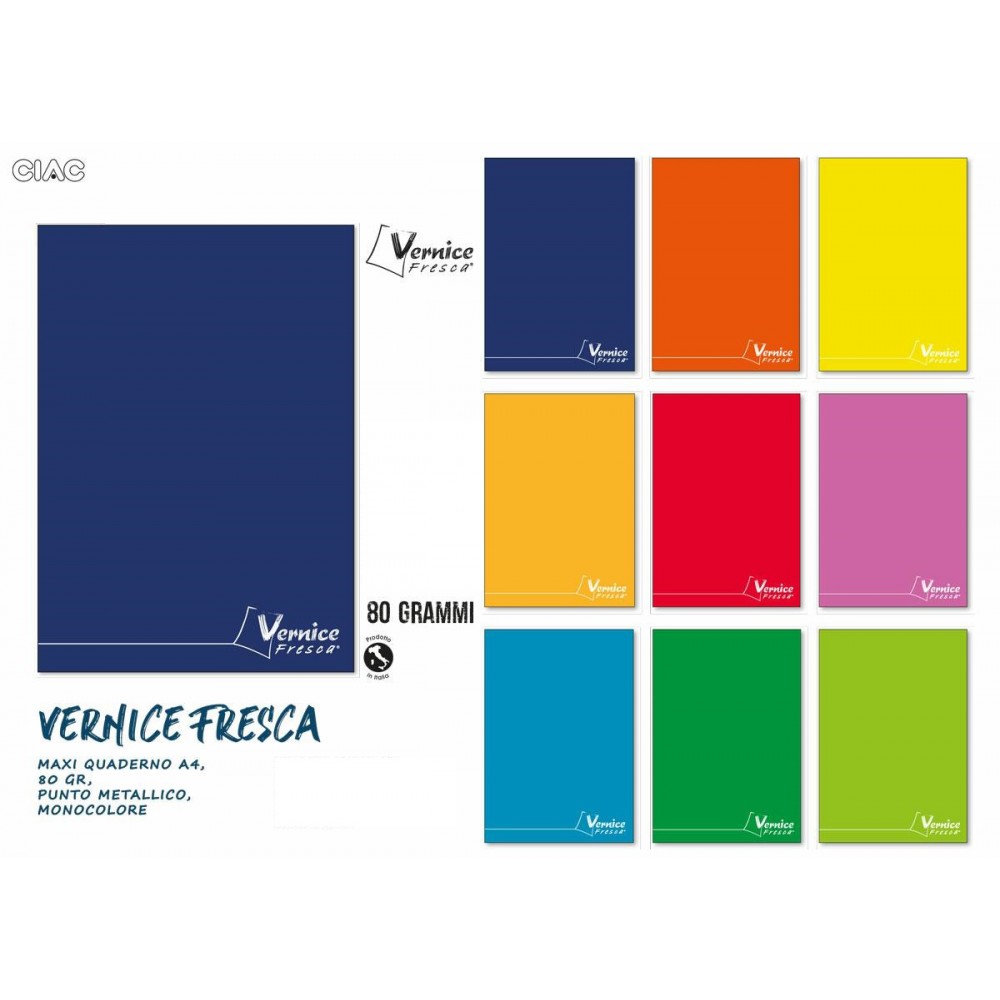 Maxi Quaderni Formato A4 80 gr Monocolore Conf. 10 pezzi Vernice Fresca  Varie Rigature